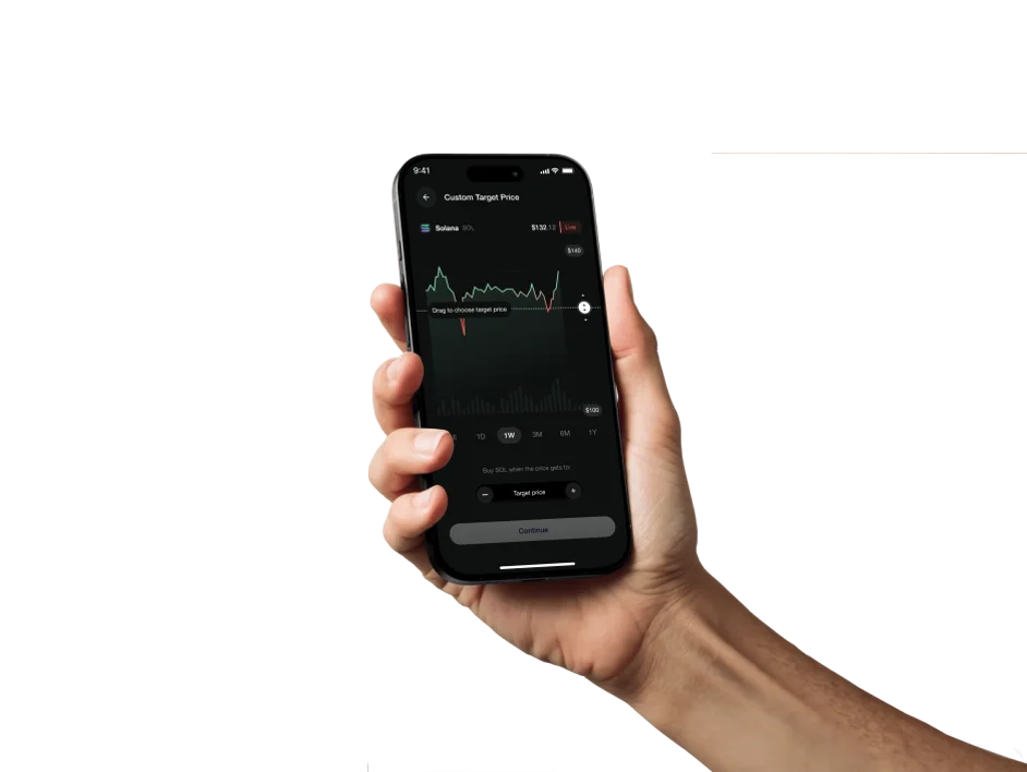 A hand holding an iPhone showing the amodal dashboard